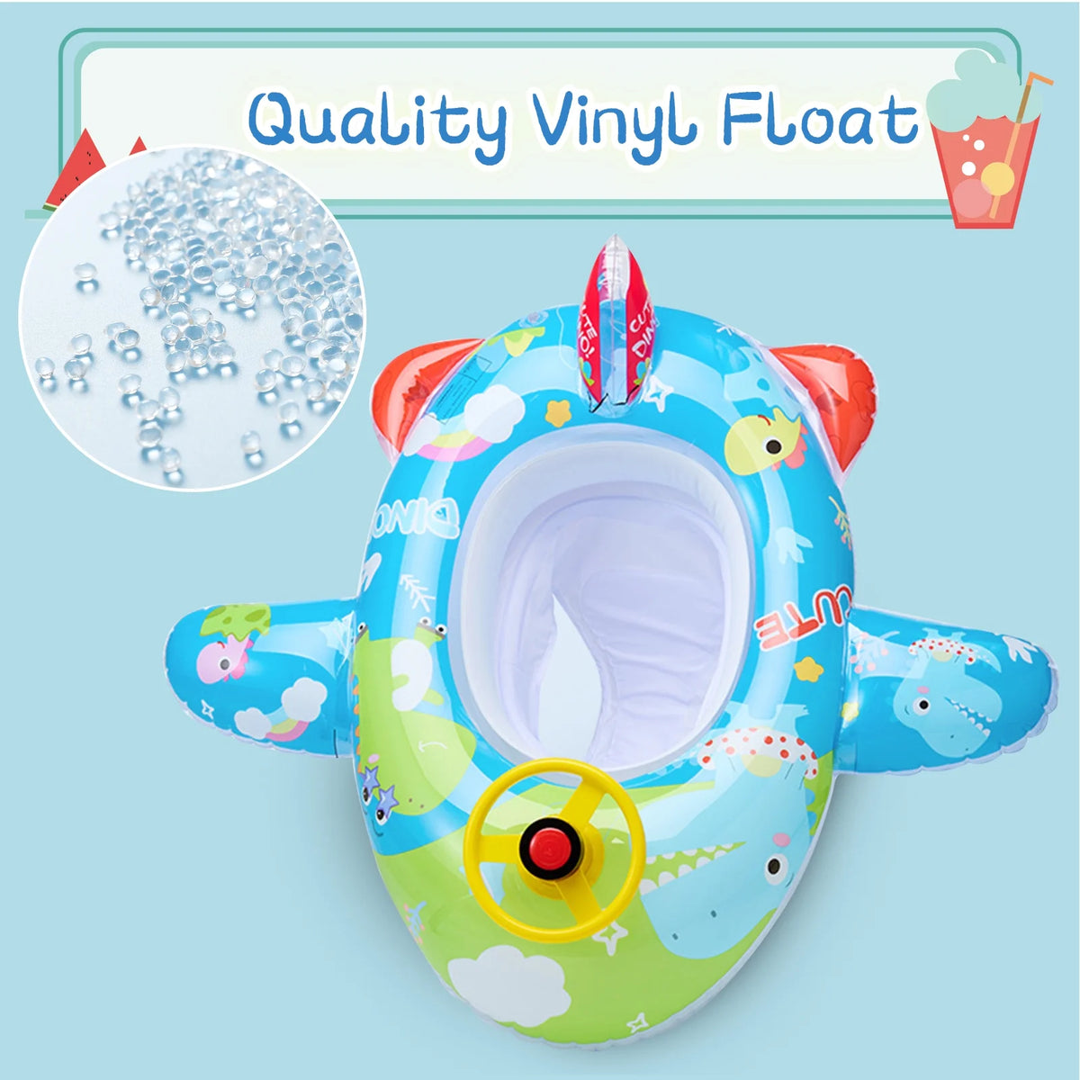 Inflatable Pool Float Ring with Steering Wheel Horn for Kids G71388