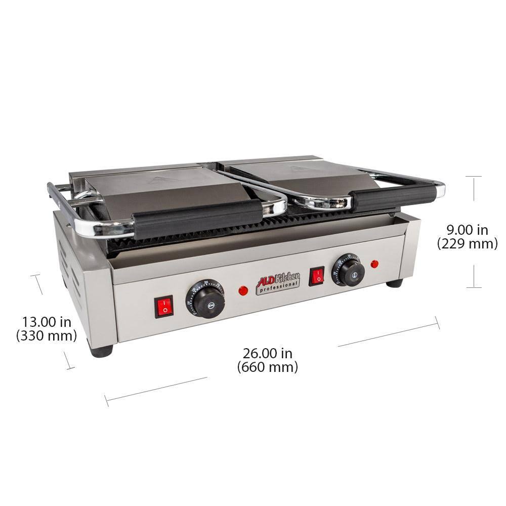 Double Panini Press Sandwich Maker with Cast-Iron Ribbed Plates Nonstick M80692