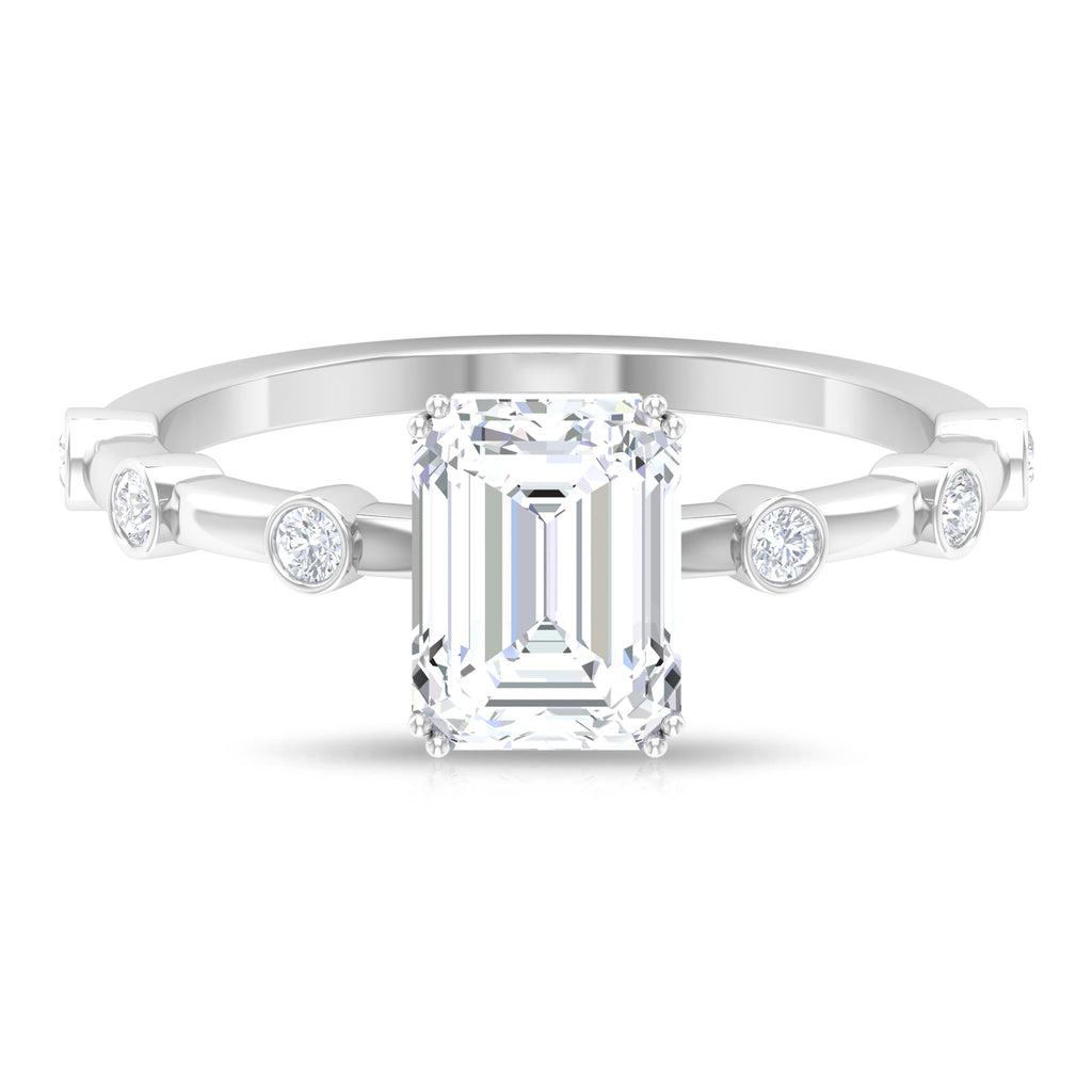 2 CT Octagon Cut Moissanite Solitaire Engagement Ring, 14K White Gold, US 5.00 Q997636