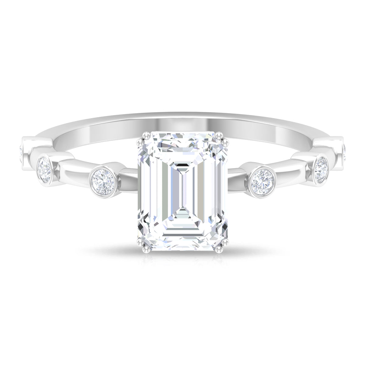 2 CT Octagon Cut Moissanite Solitaire Engagement Ring, 14K White Gold, US 5.00 Q997636