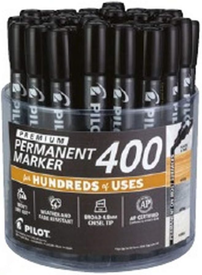40 Markers Permanent Markers, Broad Point Chisel Tip, Black Ink N811497