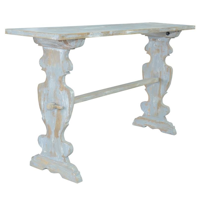 Grey Mango Wood Carved Leg Console Table K9509