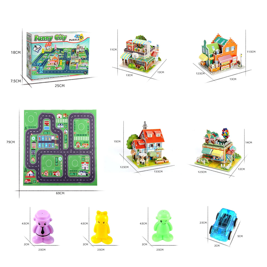 Construction Building Sets with 6 Cartoon Character Toys I371317