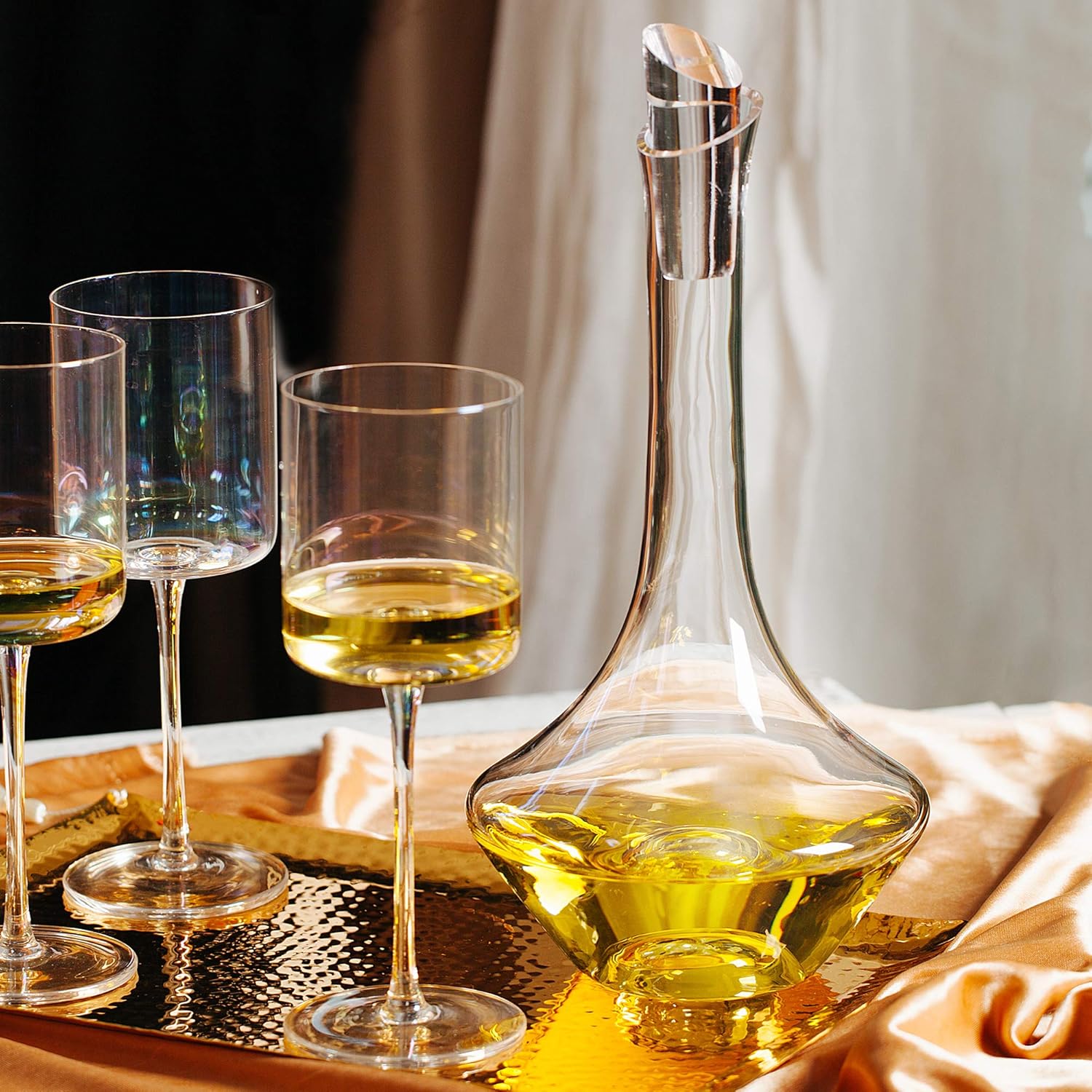 Wine Decanter Set with Stopper, Hand Blown Crystal Glass, Aerator, Pack of 2 F593863