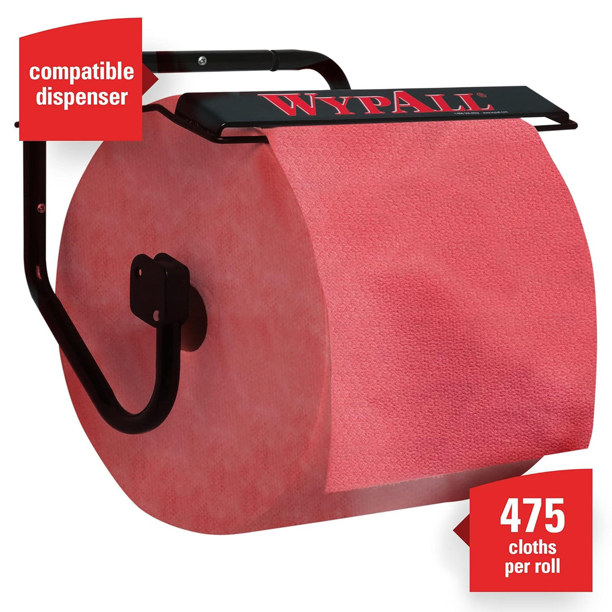Red Jumbo Roll Reusable Wipes, 475 Sheets T4139
