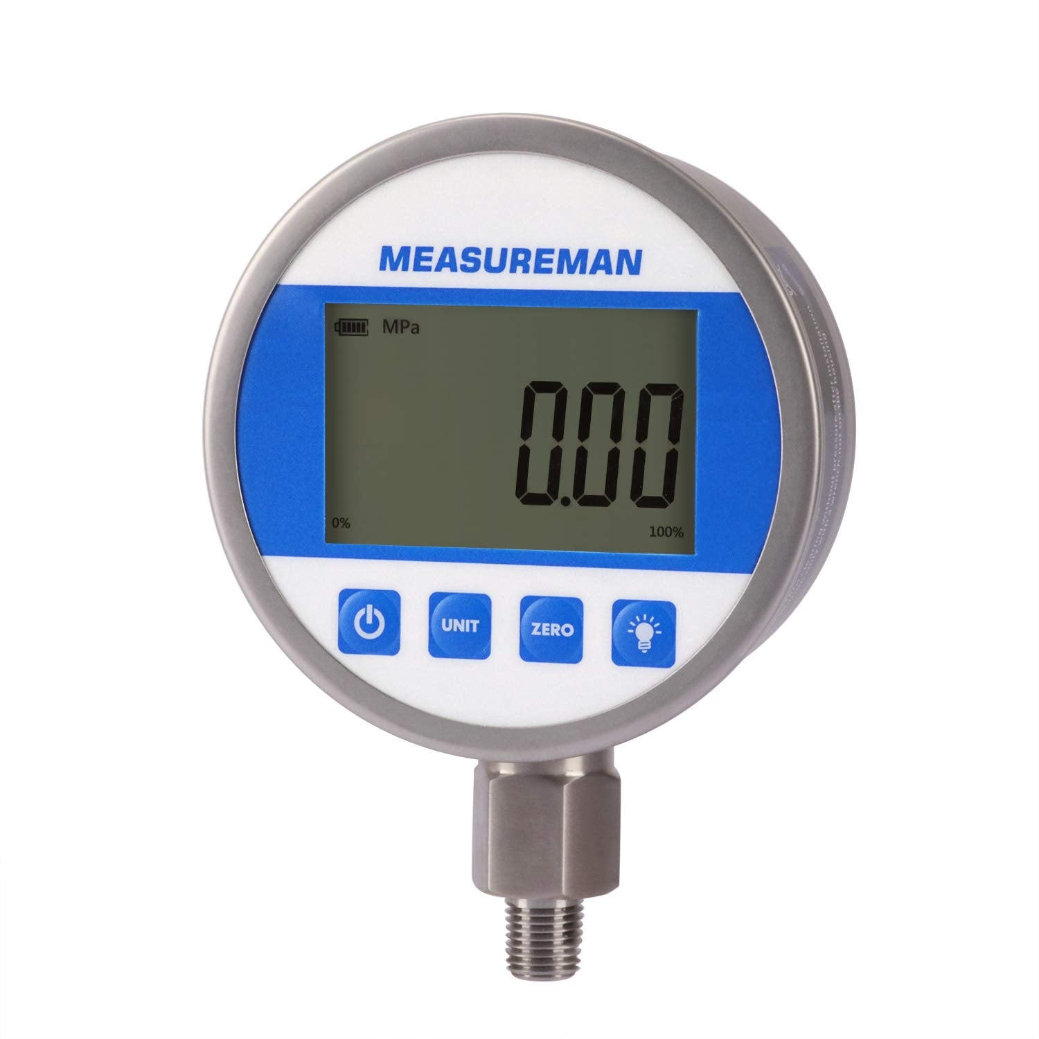 Digital Pressure Gauge 0-10000psi/bar, 1/4NPT, Stainless Steel Case X348821