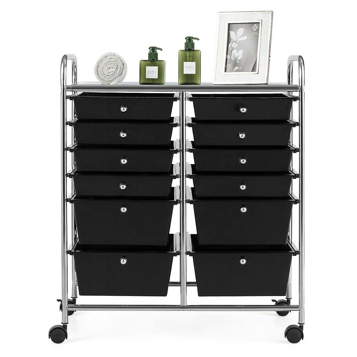 12 Drawers Black Rolling Storage Cart C956349