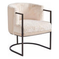 Creamy Leather and White Faux Fur Accent Chair R559