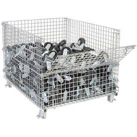 Folding Wire Container 48x40x36-1/2 3000-4000 lb Cap. Drop Gate W845
