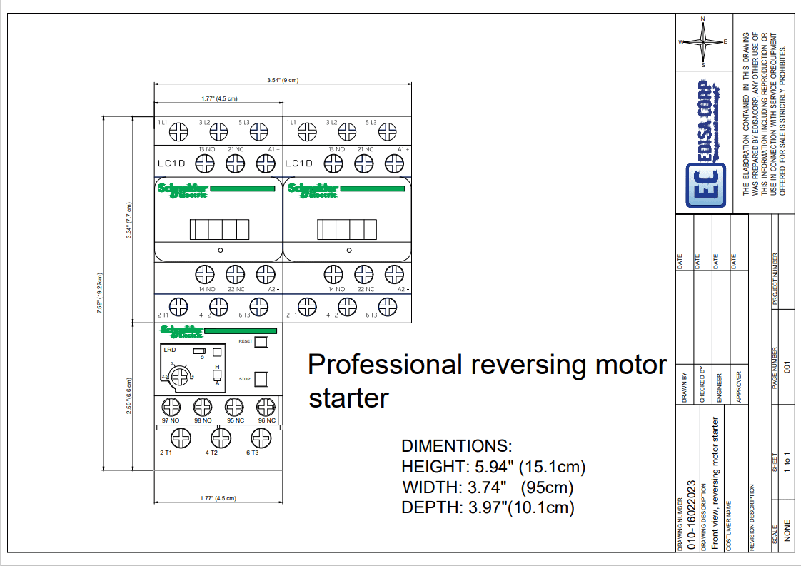 Reversing Contactor, 5.5 - 8 Amp, Coil 220V A383
