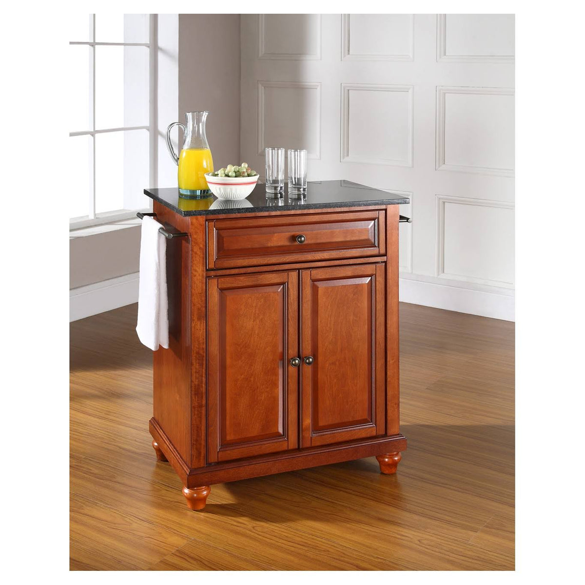 Black Granite Top Portable Kitchen Island R631