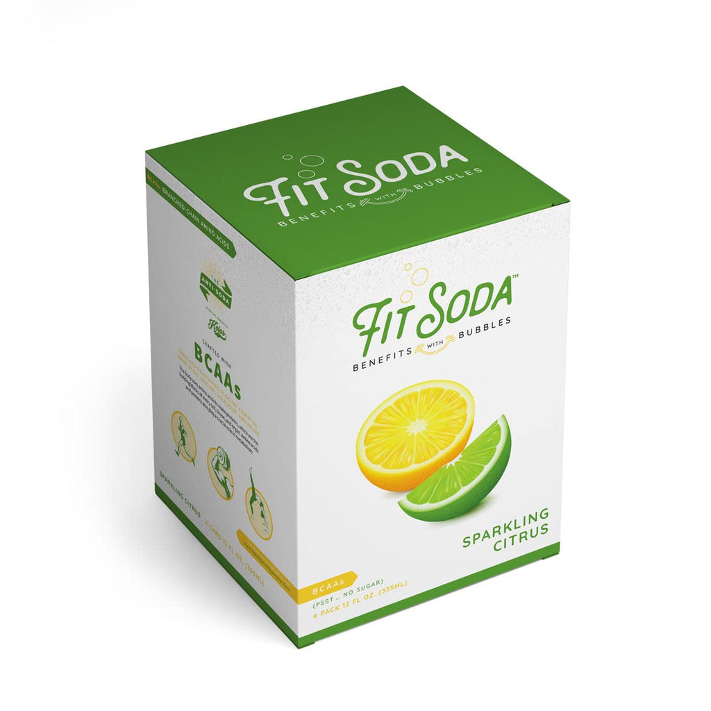 Sparkling Citrus Fit Soda, Zero Calorie Soft Drink, Hydrating Electrolytes & BCAAs (24 PACK) Pack of 2 I438178