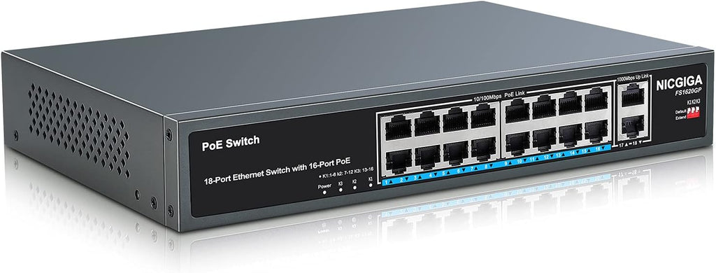 26 Port PoE Switch with 24 Ports 10/100Mbps PoE+@400W, 2 Gigabit Uplink Ports, Unmanaged I24576
