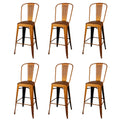 30 inch High Back Bar Stools Set of 6 Vegan Leather Seat K37550