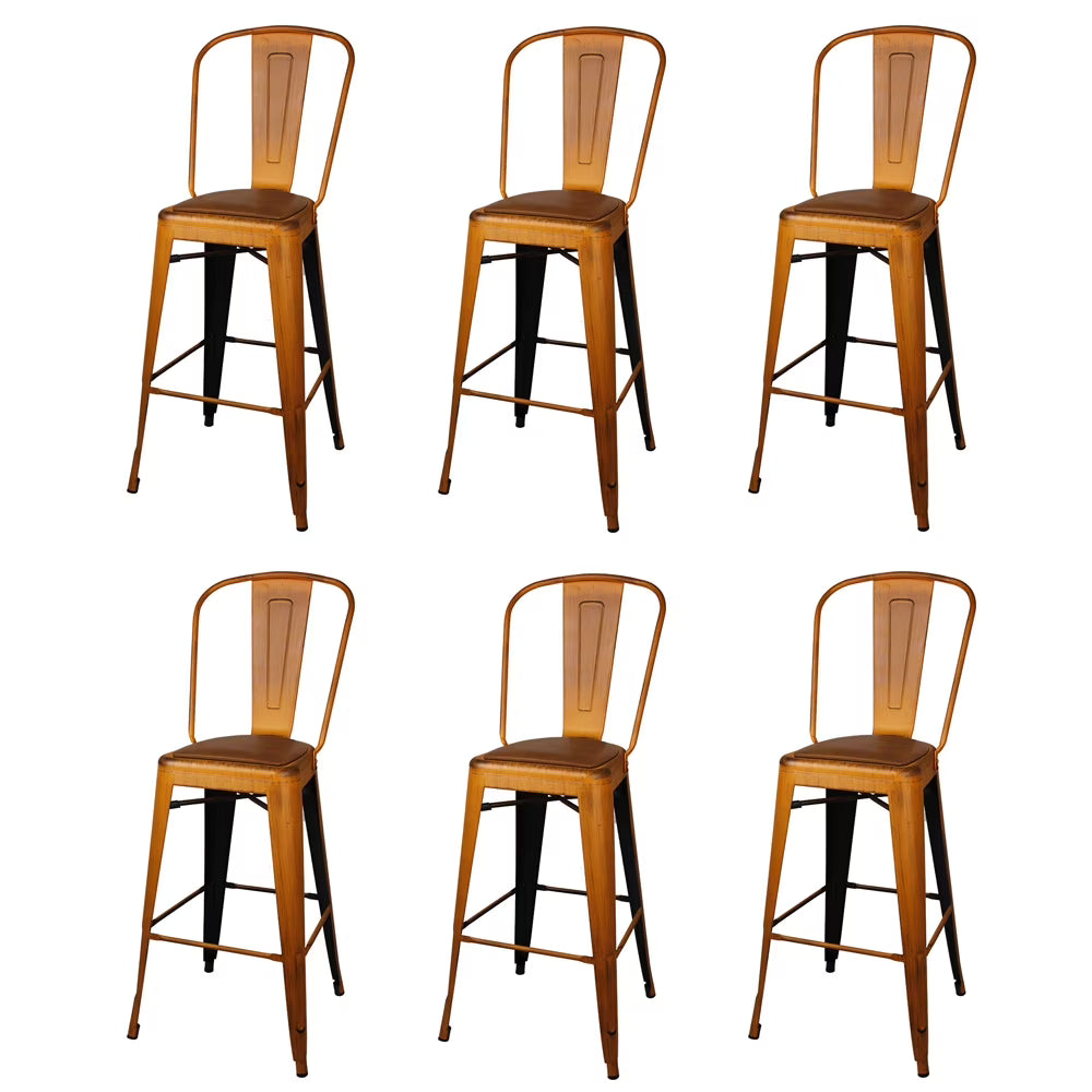 30 inch High Back Bar Stools Set of 6 Vegan Leather Seat K37550