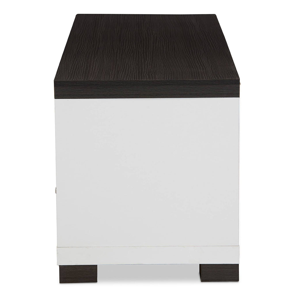 White and Dark Brown Entertainment TV Cabinet with Three Drawers K5327