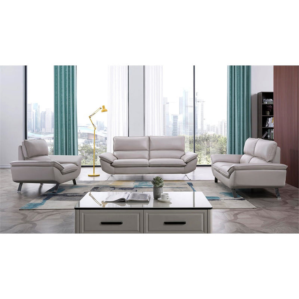 Genuine Leather Accent Chair in Light Gray K7833