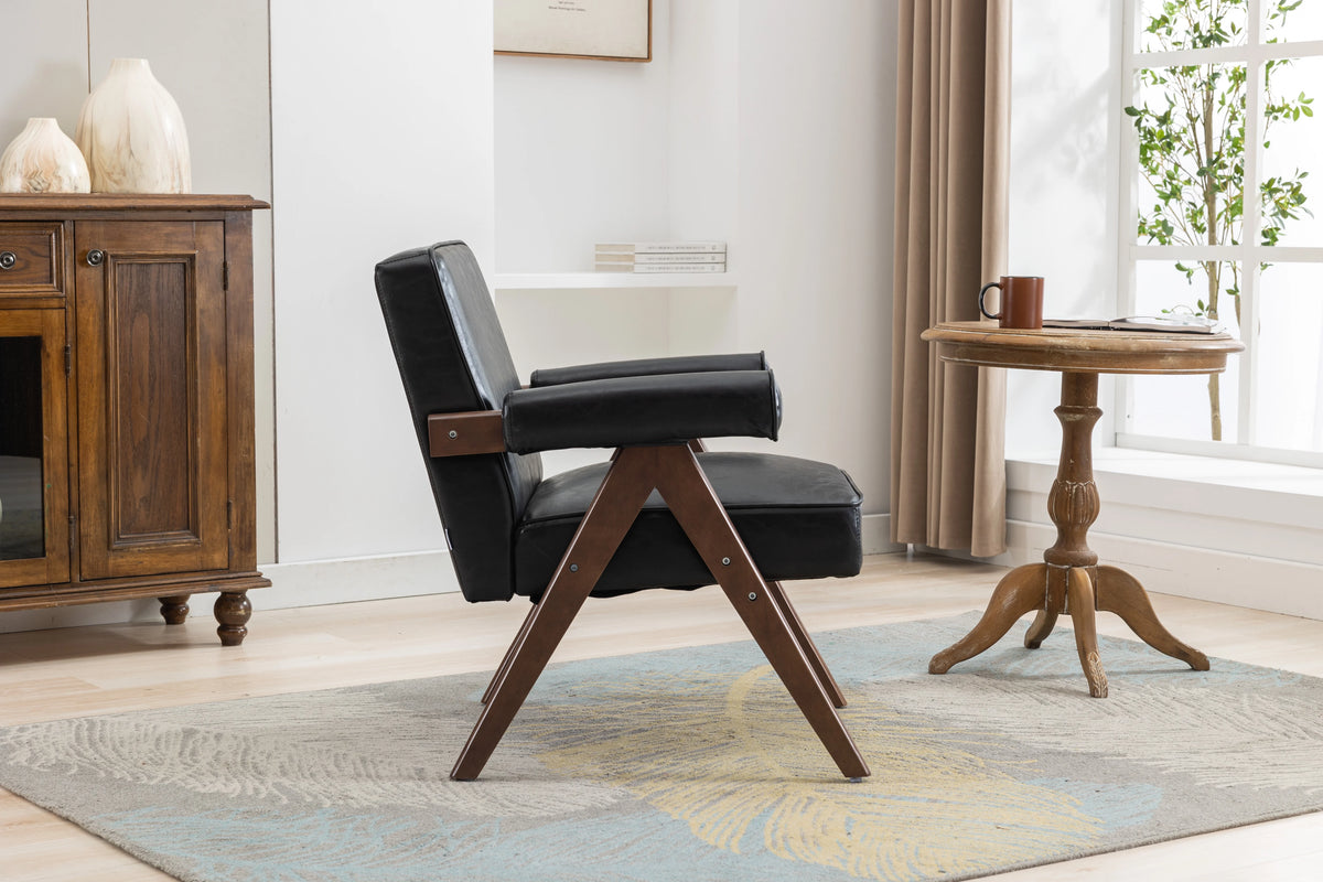 Mid-Century Modern Accent Chair with Solid Wood Armrest Z4497
