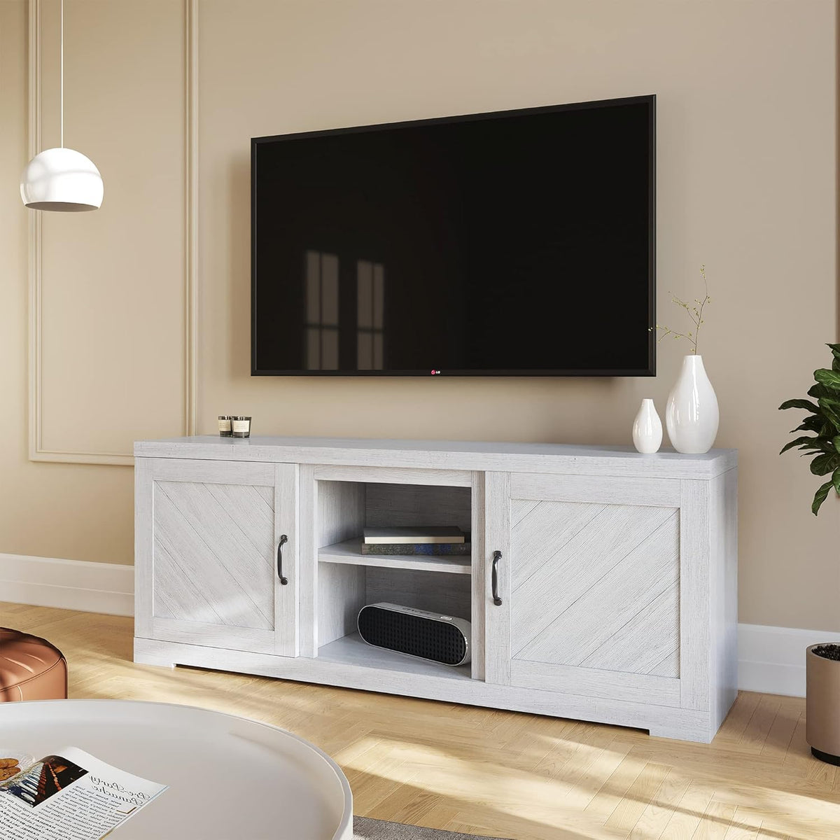 Electric Fireplace TV Stand with Storage Cabinets and Infrared Heater C7515