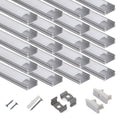 20-Pack 3.3ft U Shape LED Aluminum Channel System with Milky Cover, End Caps and Mounting Clips C466