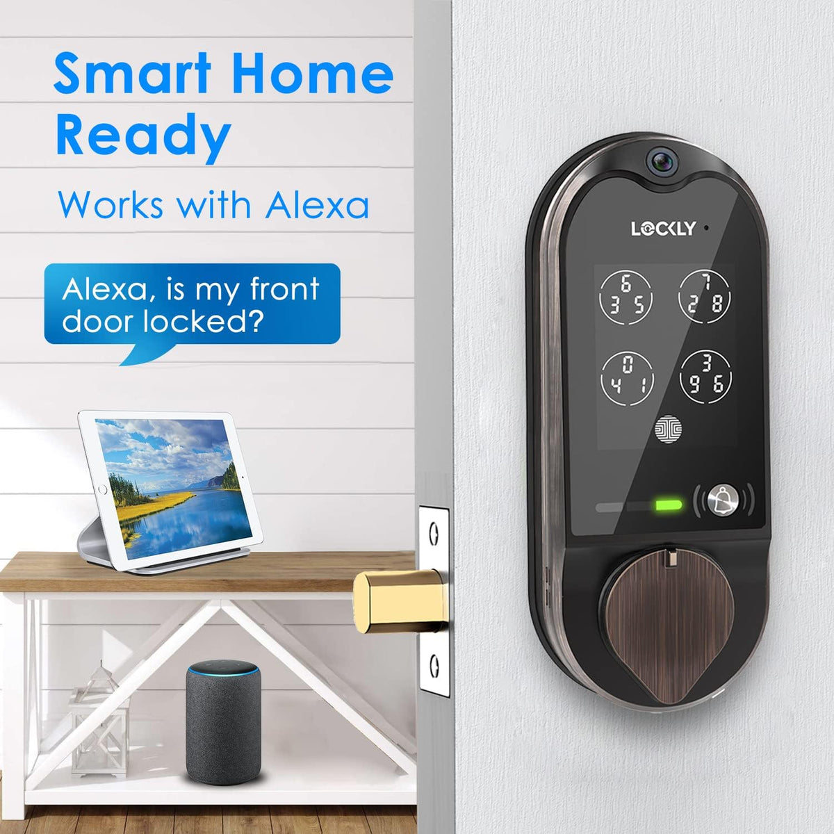 Venetian Bronze Smart Lock Deadbolt with Video Doorbell, Fingerprint, Wi-Fi, Camera, Keypad Y226