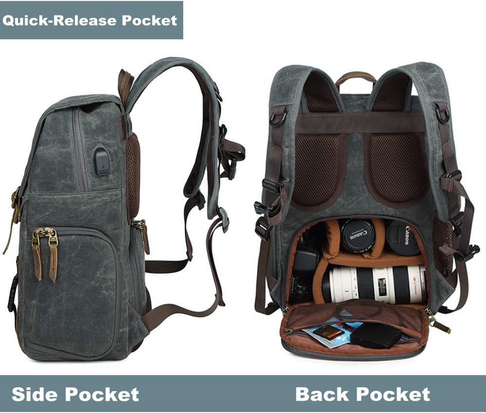 Canvas Water-repellent 15 inch Laptop DSLR SLR Backpack L3160