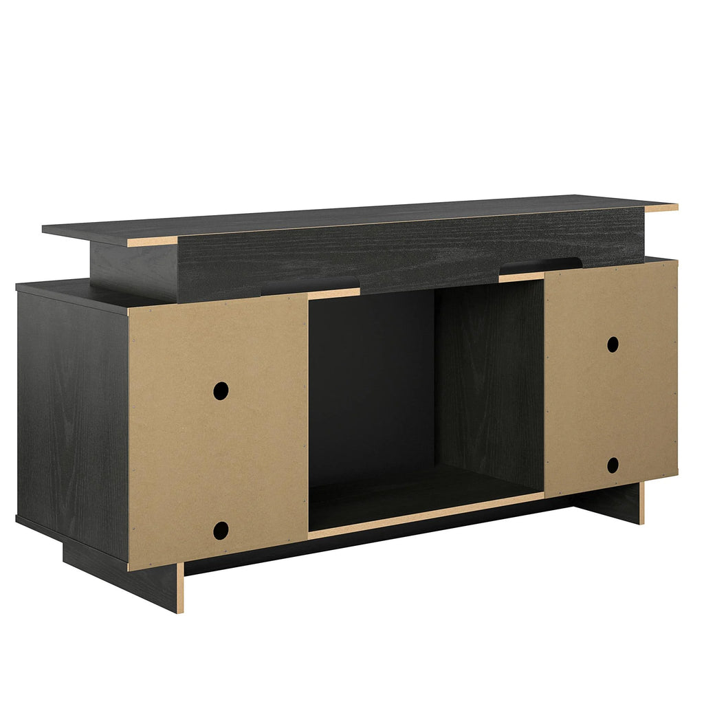 Electric Fireplace TV Console with Storage Cabinets, Black Oak R4042
