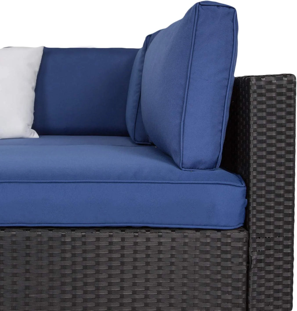 7 Pcs Outdoor Patio Wicker Sofa Chair Cushions Pillow Replacement Covers, Dark Blue R154102