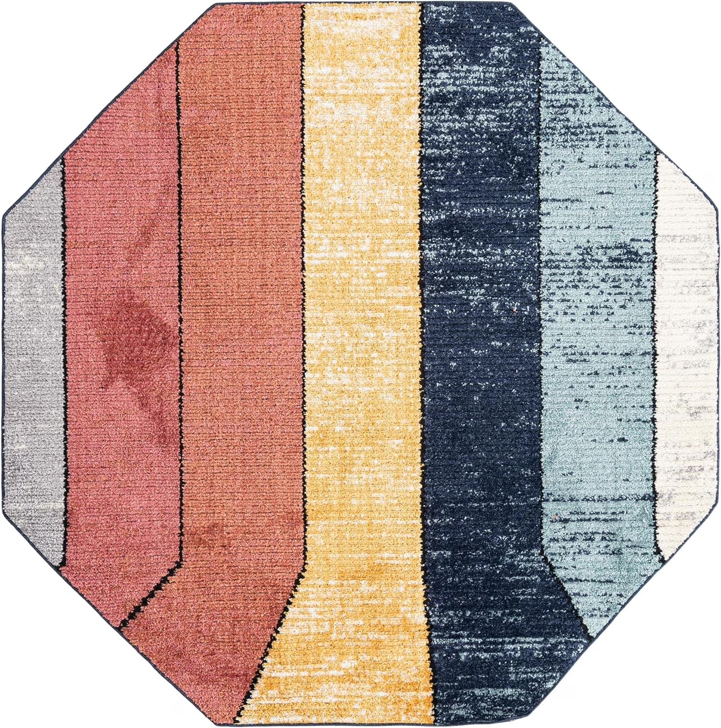 8 Ft Octagon Multi Medium-Pile Rug A4377