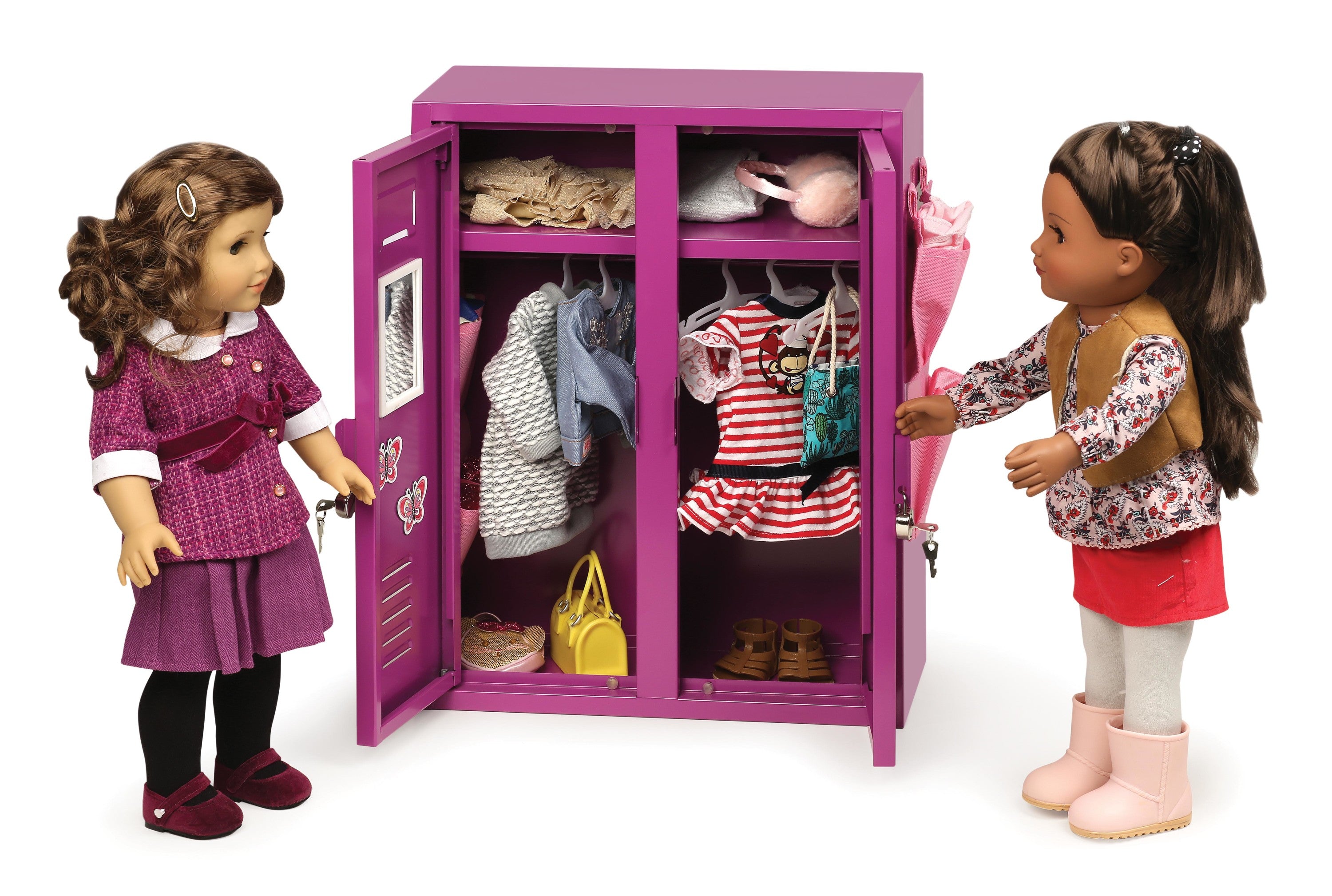 Purple Double Doll Locker with Hangers for 18 inch Dolls V384406