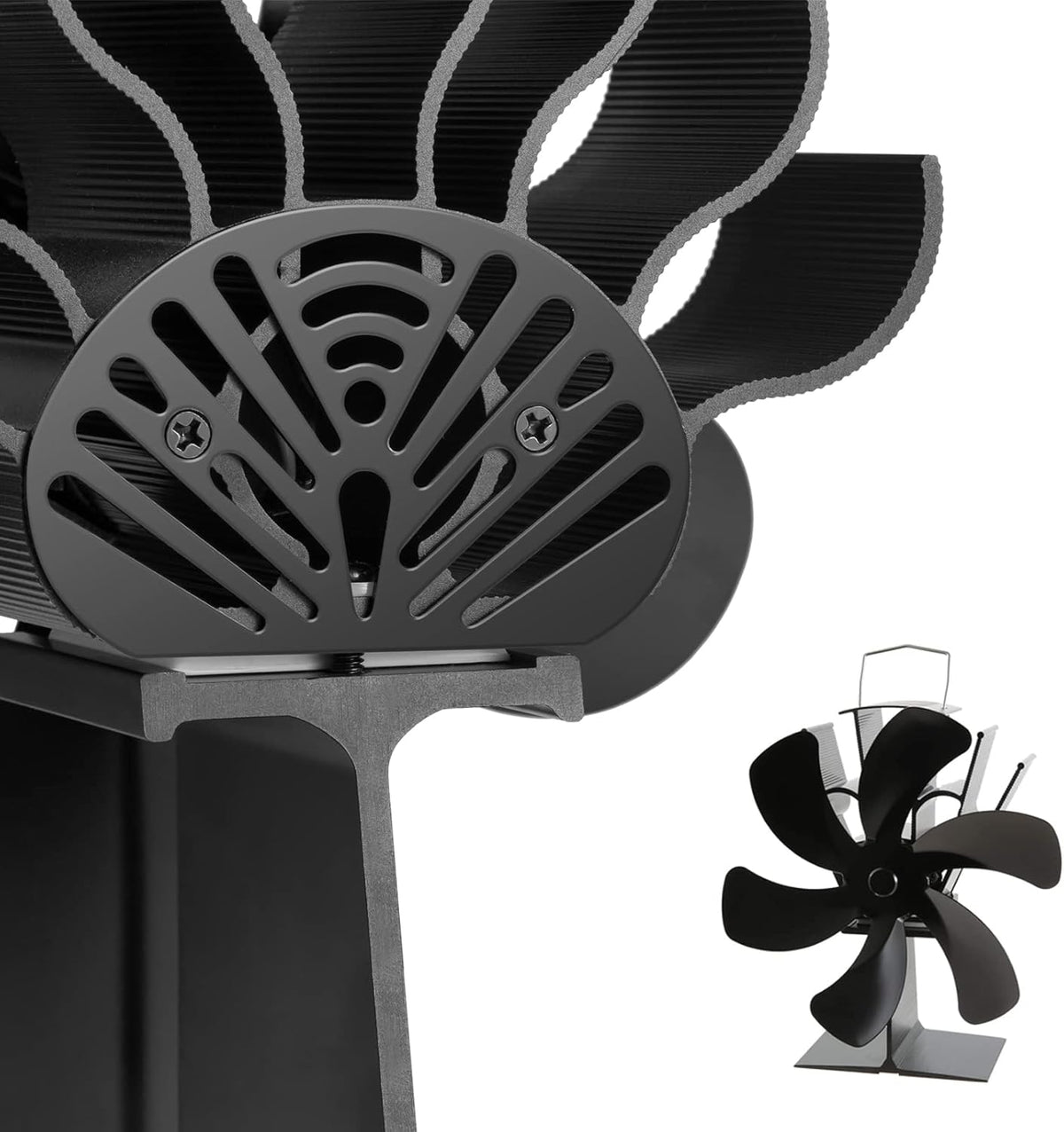 6 Blades Heat Powered Stove Fan with Magnetic Thermometer Pack of 2 C60278