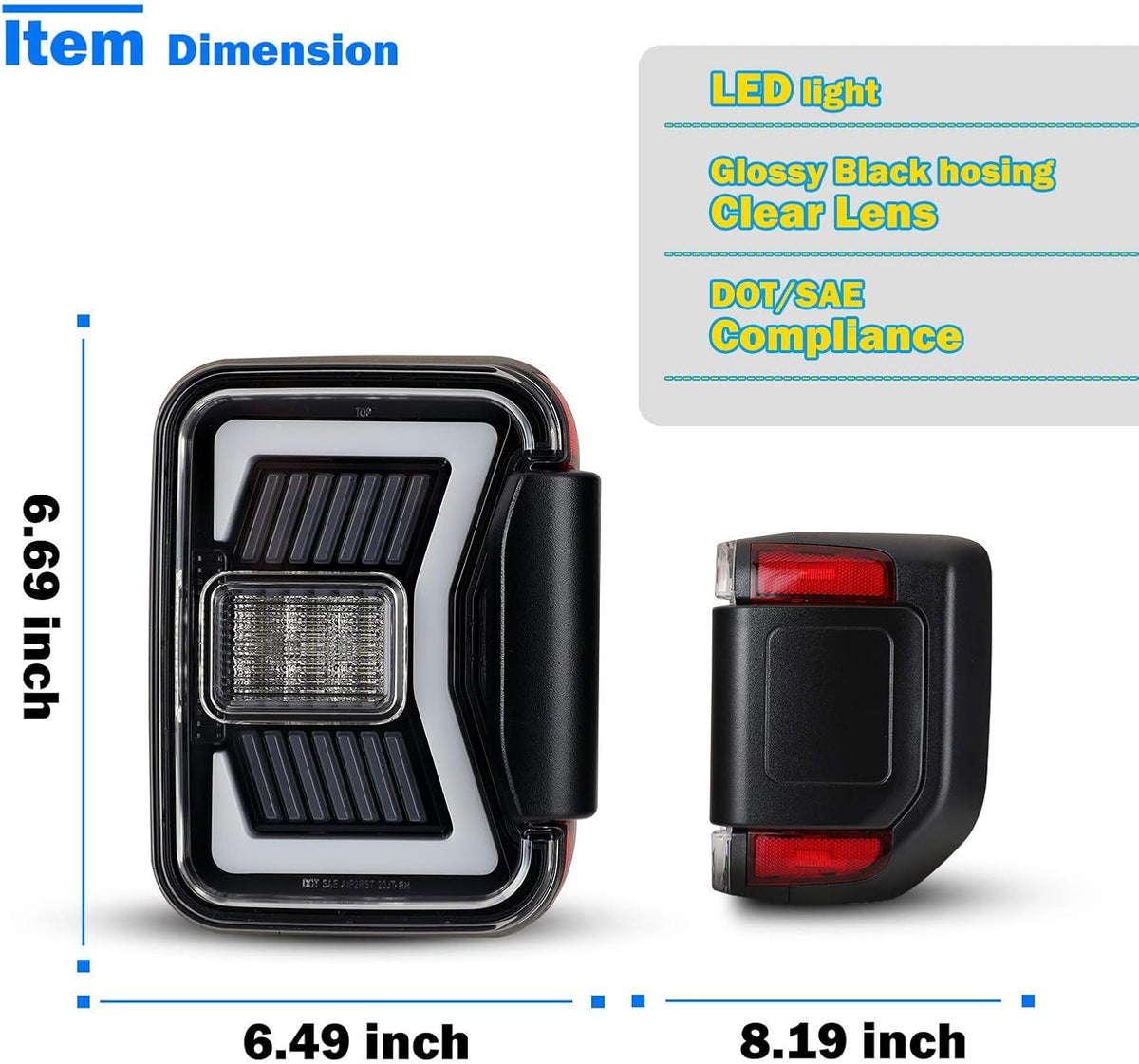 LED Tail Lights Replacement for 2019-2022 Jeep Gladiator Pickup, 1 Pair S99782