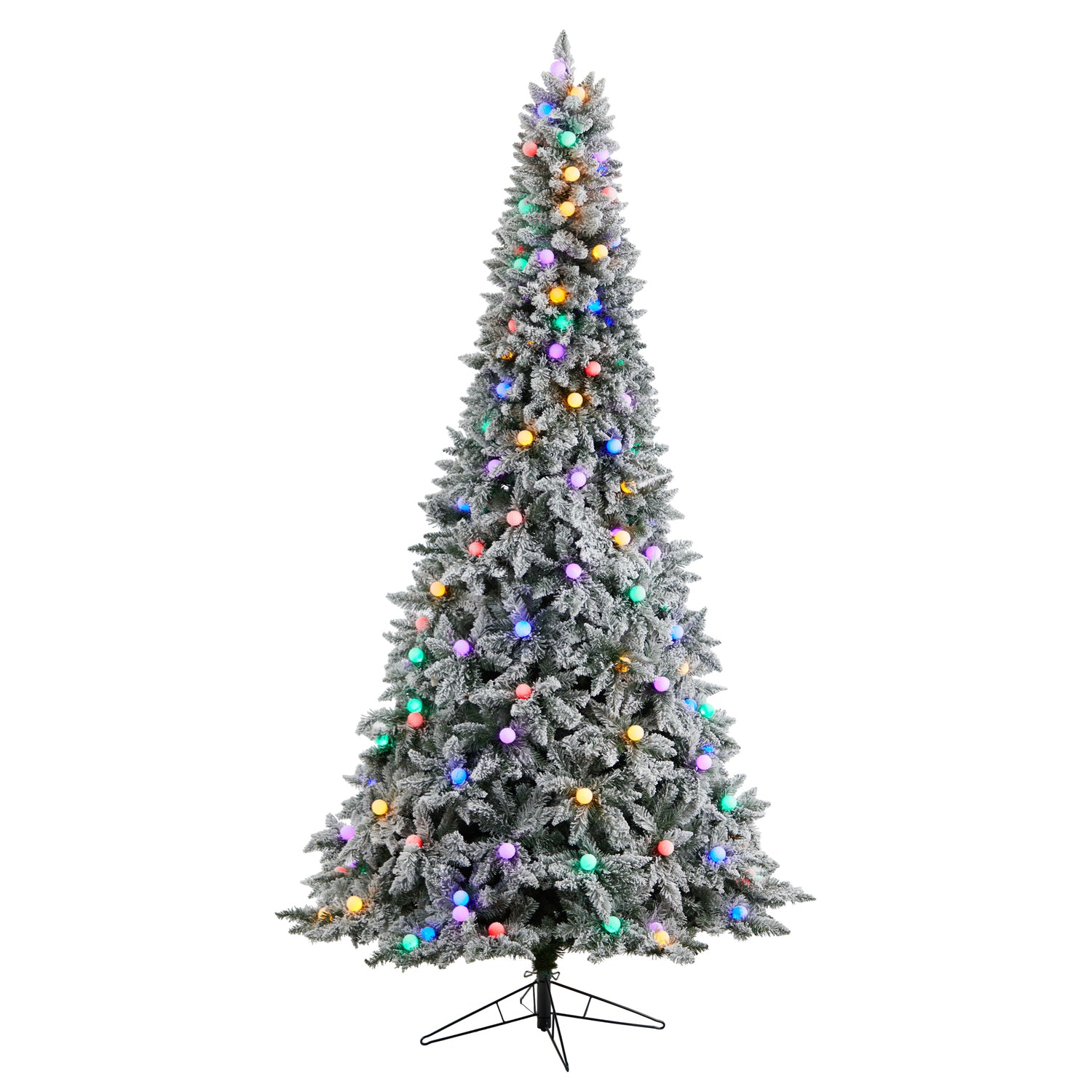 9.5Ft. Artificial Christmas Tree With 150 Multi Color Globe Bulbs And 2297 Bendable Branches F675850