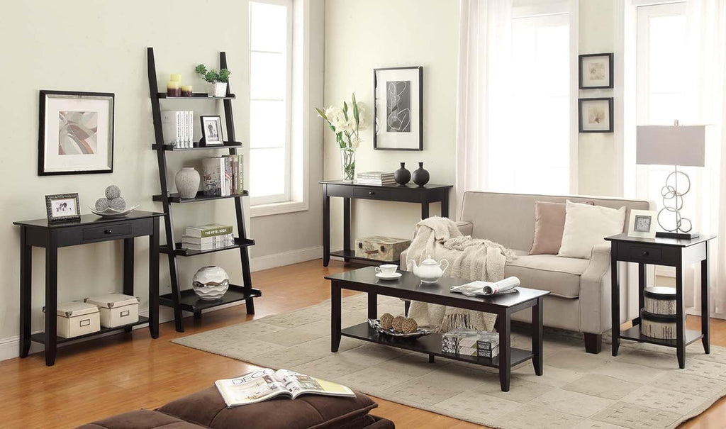 Black Hall Table with Drawer and Shelf P163719