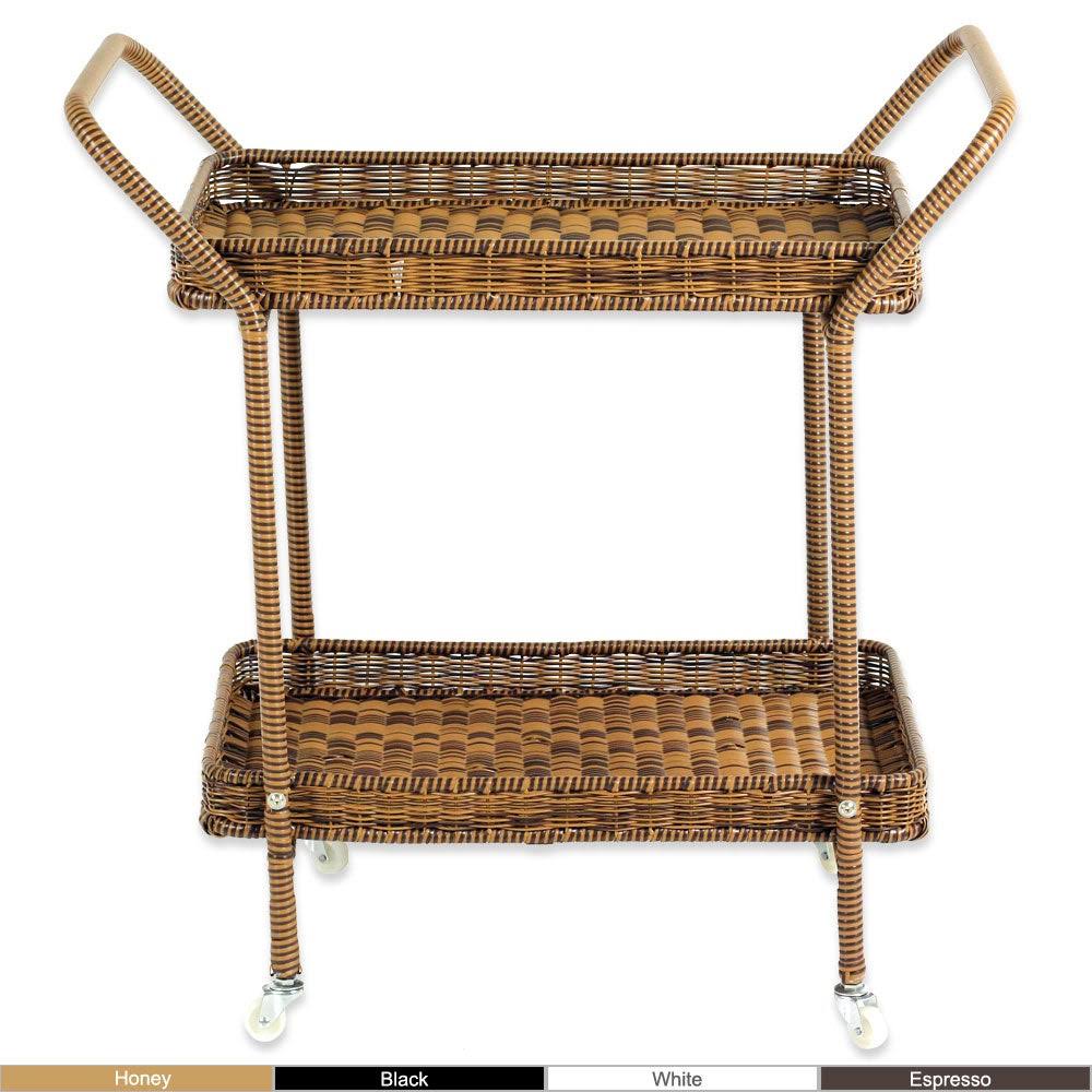 White Wicker Patio Serving Cart Y612