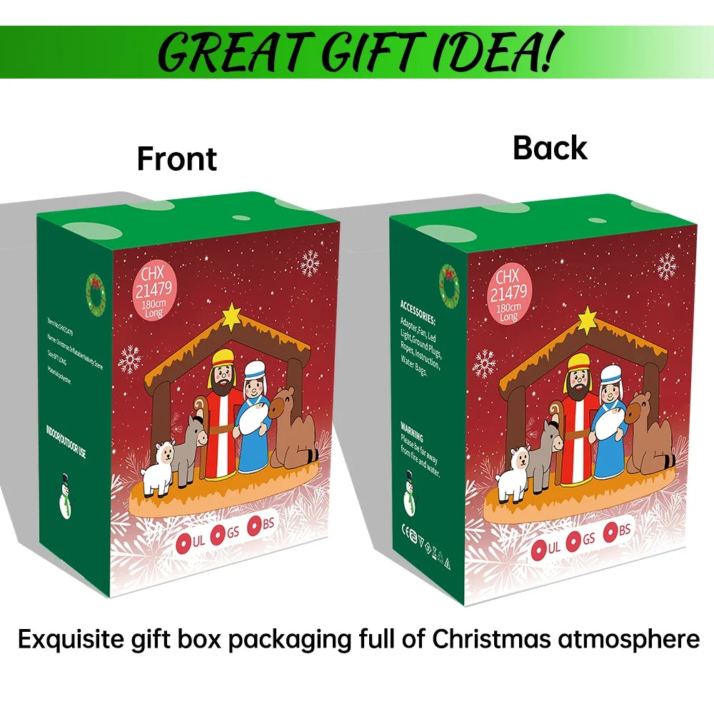6ft Christmas Inflatables Nativity Scene with Build-in LEDs P7461