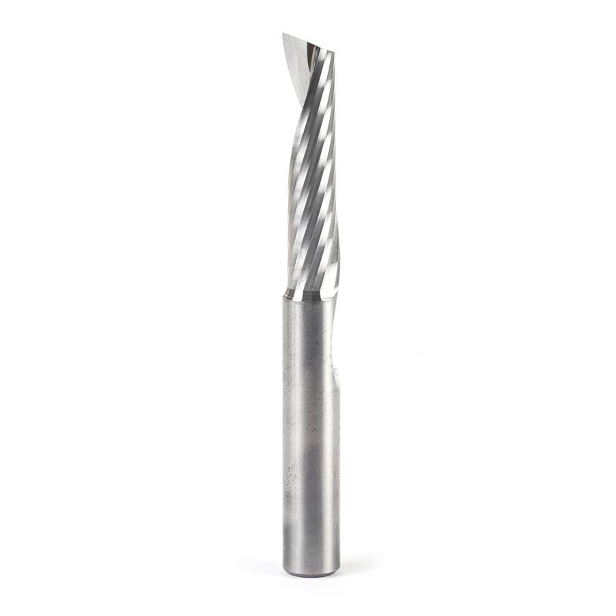 Solid Carbide CNC Spiral Single Flute Plastic Cutting 3/8 Dia x 1-5/8 x 3/8 Shank x 3-1/2 inch Long Up-Cut A815