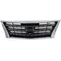 2013 Nissan Sentra Grille Assembly Plastic Chrome Shell Dark Silver Black Insert X12756