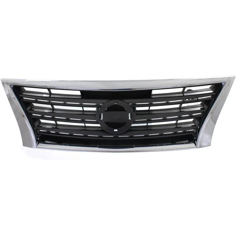 2013 Nissan Sentra Grille Assembly Plastic Chrome Shell Dark Silver Black Insert X12756