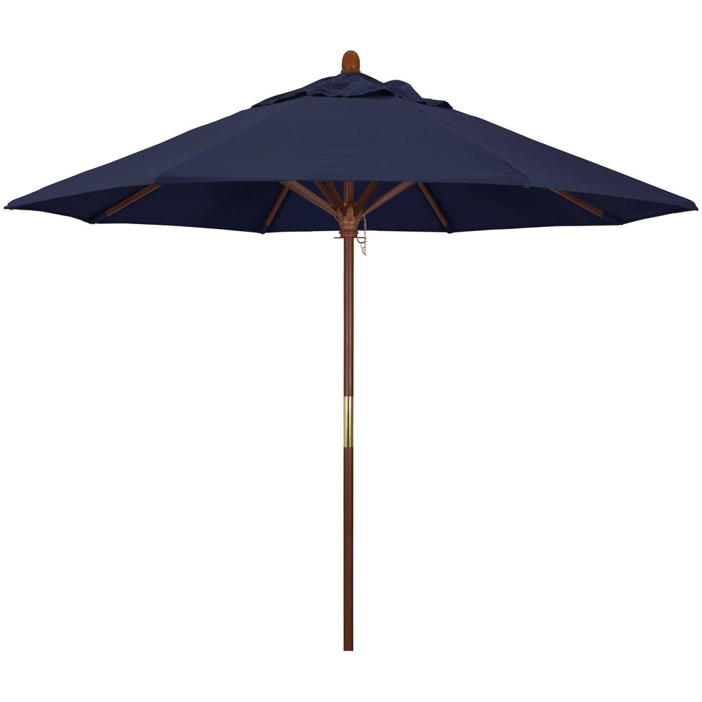 Blue 9 ft. Olefin Wood Market Umbrella K142