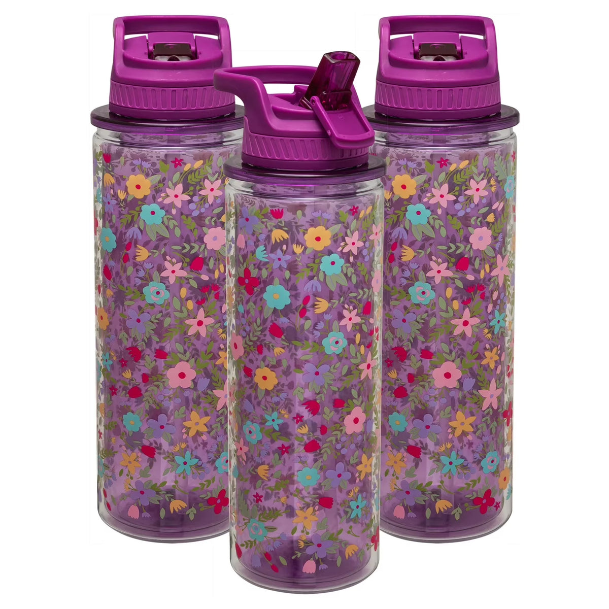 3-Pack 32 oz Double-Wall Insulation Water Bottle with Carry Loop Y212