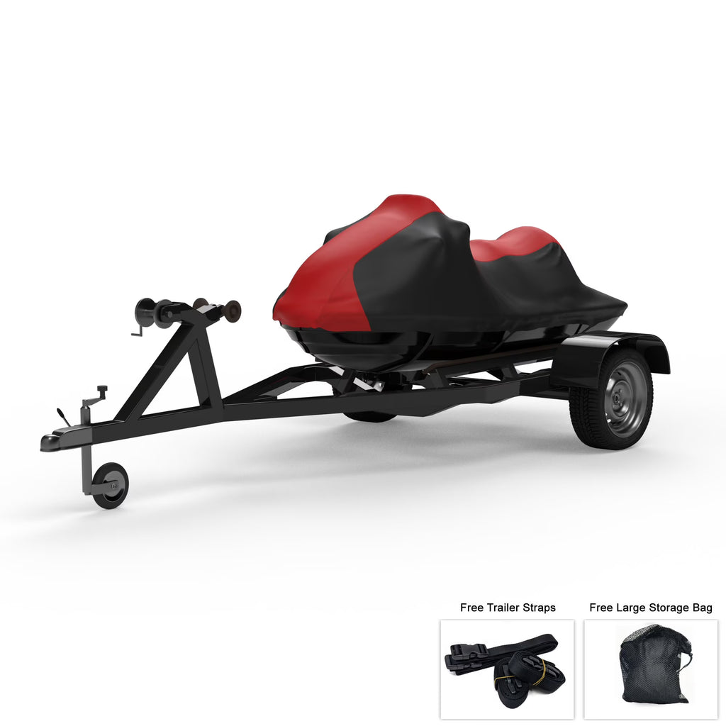 Red Black Trailerable Jet Ski Cover with Trailer Straps and Storage Bag J710