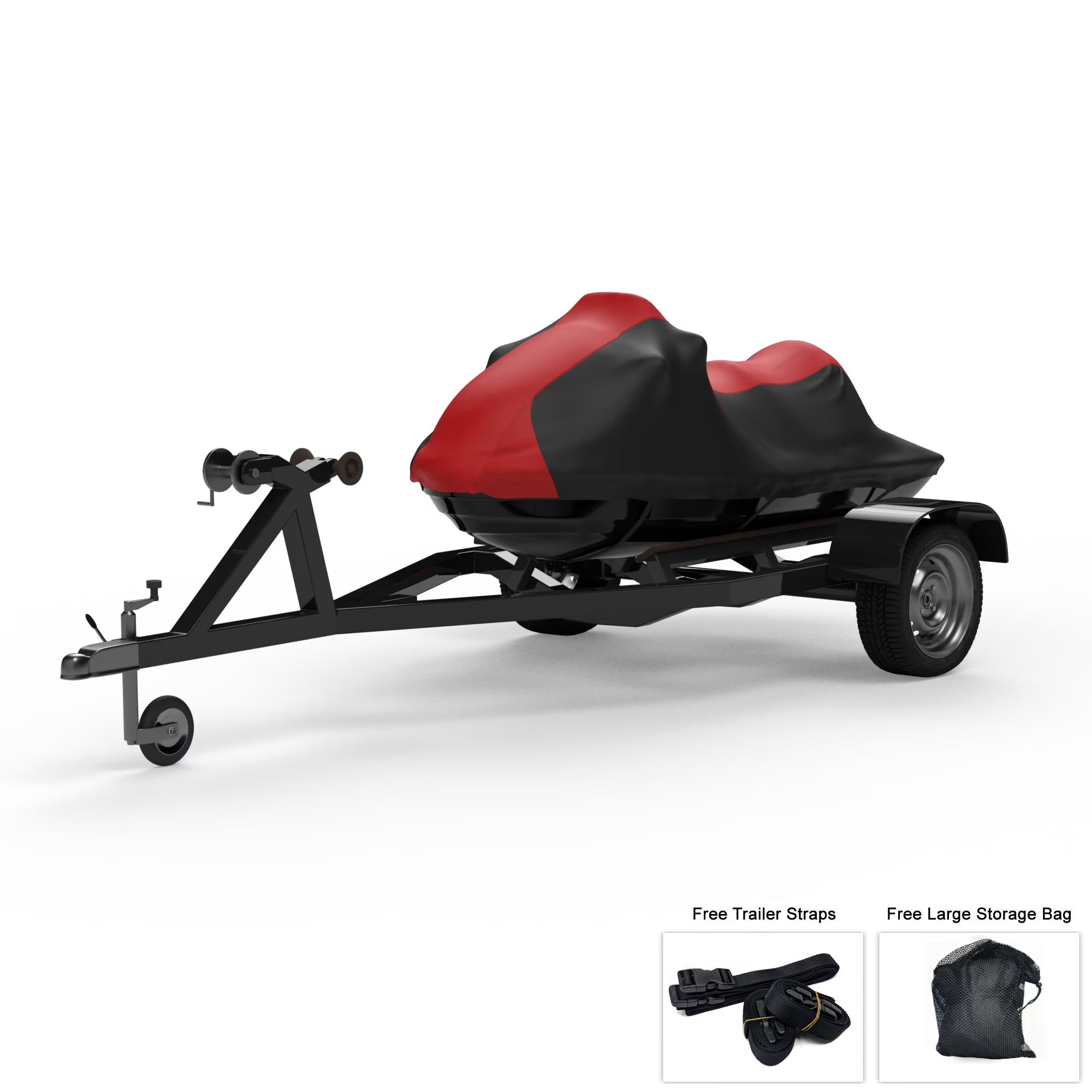Red Black Trailerable Jet Ski Cover with Trailer Straps and Storage Bag J710