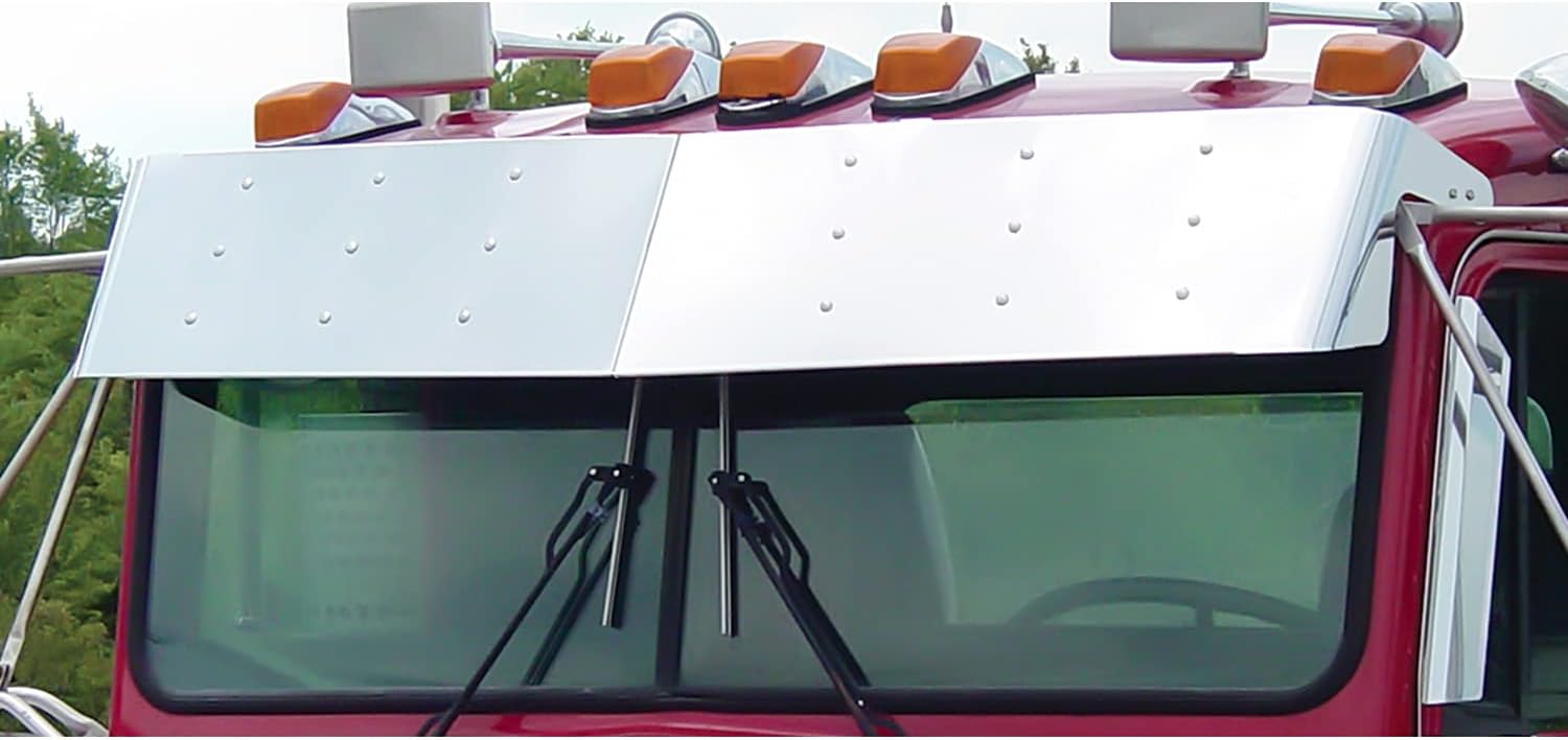 Stainless Steel 12” Drop Visor for Kenworth W900 Style Cab L735