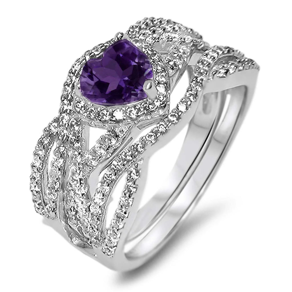 Purple Heart Sterling Silver Ring Guard Wrap Set Size 5 M829