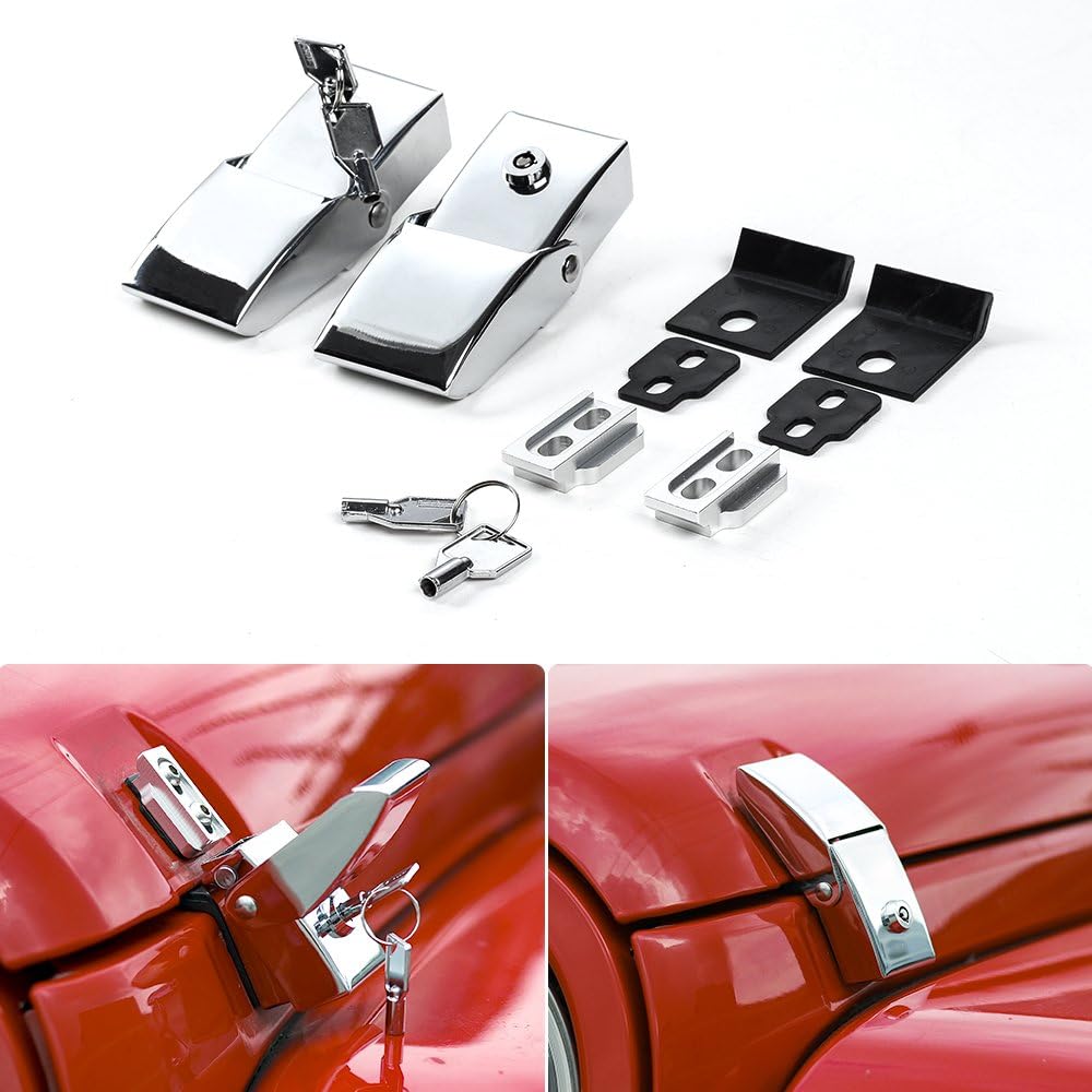 Black Steel Hood Latches for Jeep Wrangler JK JL (Black 1 Pair) Y994809