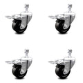 3.5 inch Phenolic Swivel Threaded Stem Caster Set with Total Lock Brake X795632