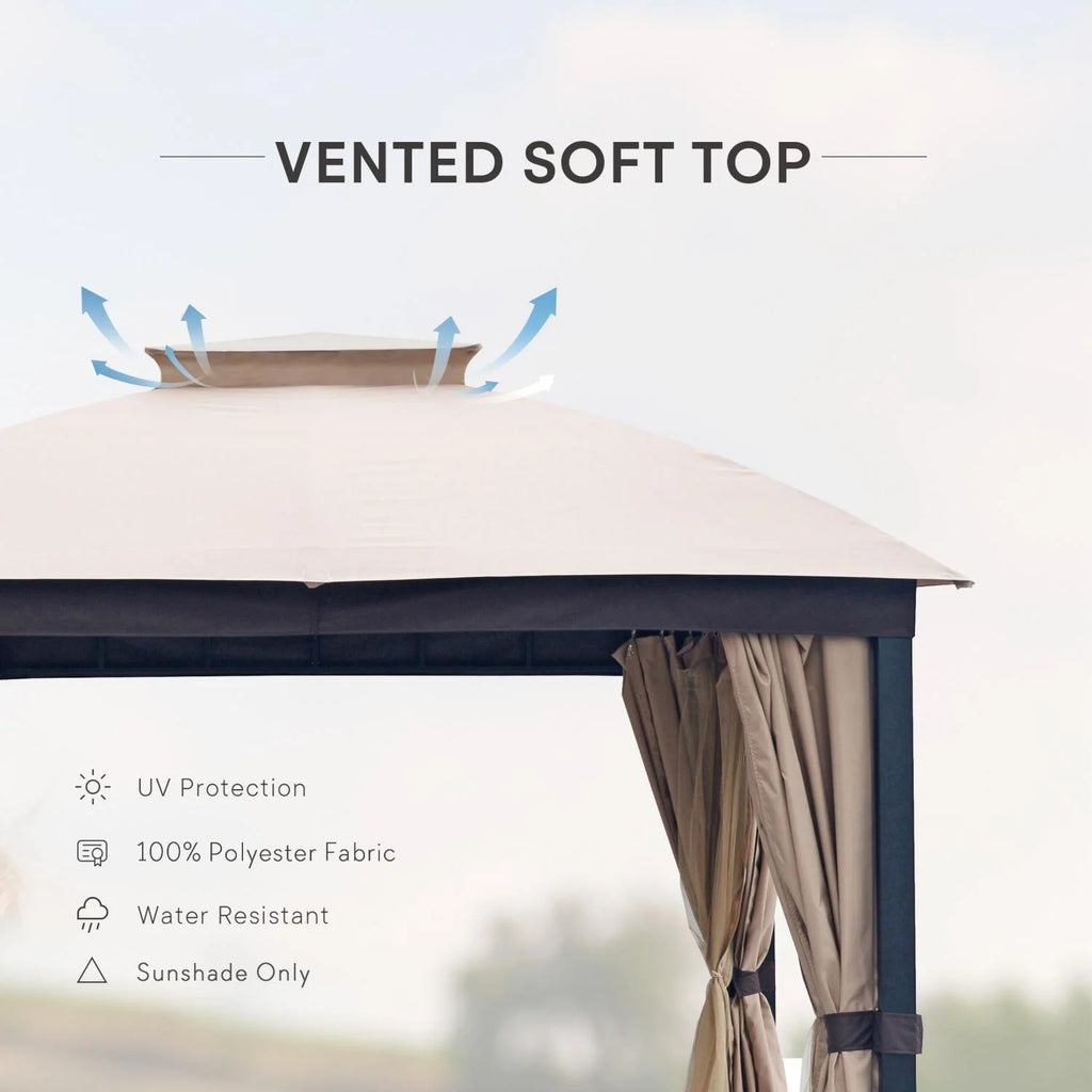 Sand 10x10 Double Roof Gazebo with Mosquito Netting U901166