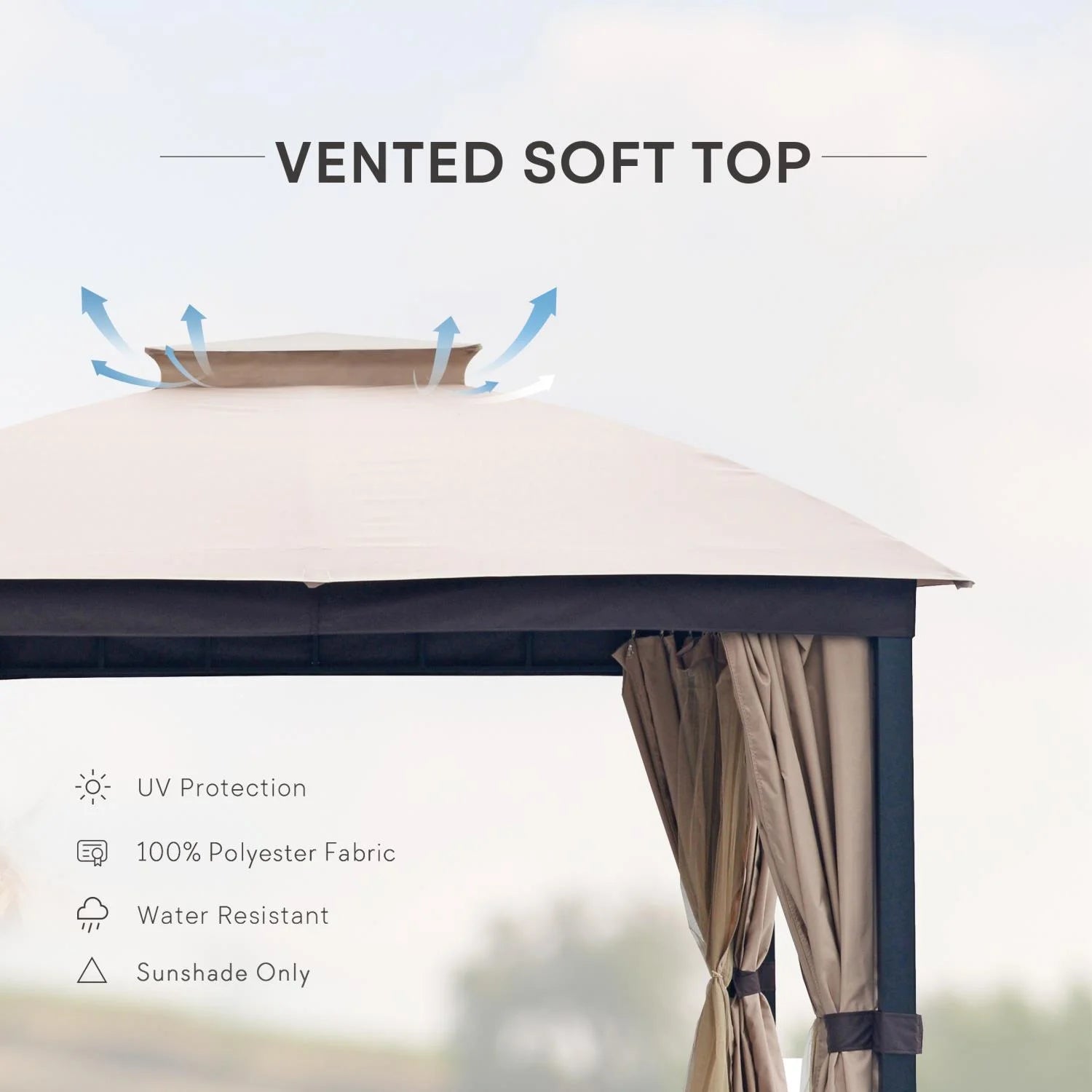 Sand 10x10 Double Roof Gazebo with Mosquito Netting U901166