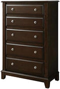 Solid Wood 5-Drawer Chest in Brown Cherry T7630